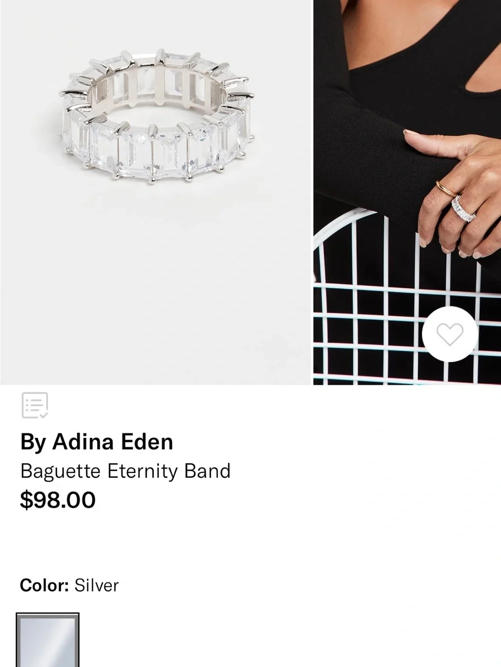 Silver Emerald-Cut Crystal Eternity Band - Clear Silver. Hardly worn at all